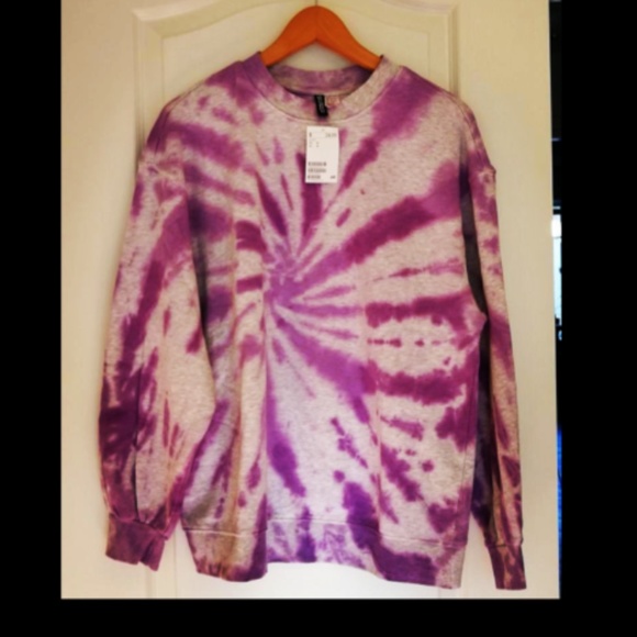 Purple and white tie dye crew neck sweater - Picture 4 of 5